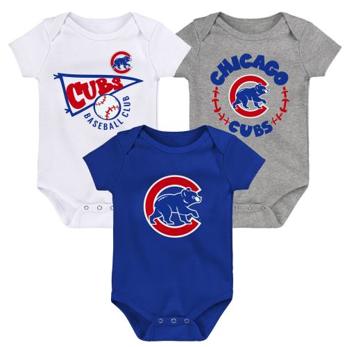 Newborn & Infant Chicago Cubs Royal/White/Heather Gray Chicago Cubs Biggest Little Fan 3-Pack Bodysuit Set