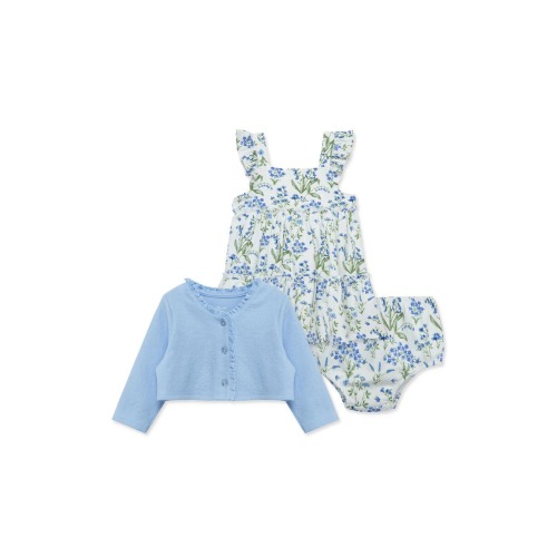 18 Month - Floral Print Knit Dress & Cardigan Set