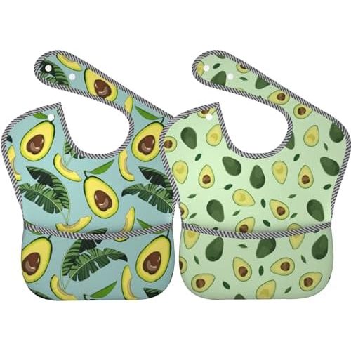 Cute Bibs 2Packs for 6-24 Months Washable Fabric Waterproof