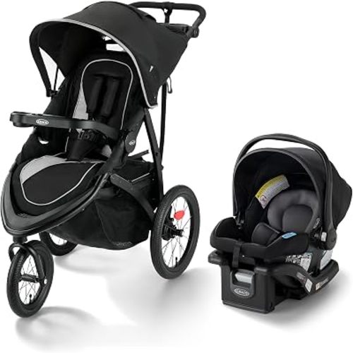 Graco FastAction Jogger LX Travel System, Compact Jogging Baby Stroller and Car Seat Combo with SnugRide SnugLock 35 Lite Infant Car Seat, Rear-Facing from 1.8-16 kg (4-35 lb), Mansfield