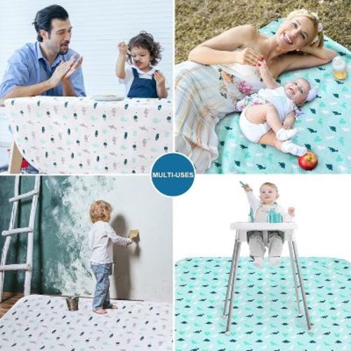 Biloban-2 Pack Splat Mats - Baby/Toddler 100% Waterproof Tablecloth,High Chair Mat Floormat, Platmat 2 Pack with Cute Print