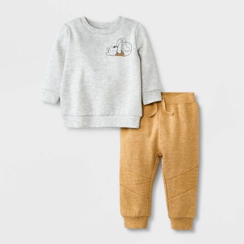 Baby Boys' 2pc Winnie the Pooh Fleece Top and Bottom Set - Orange
