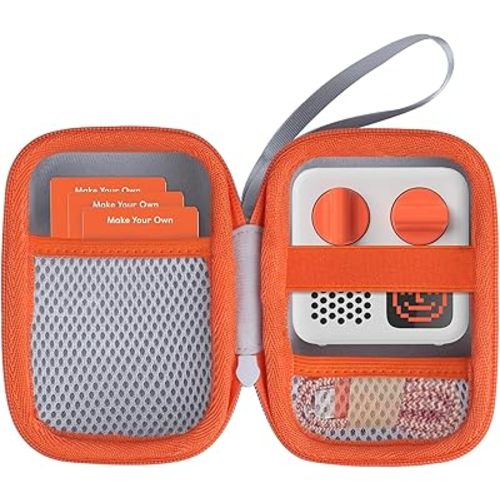 Hard Case Compatible with Yoto Mini Kids Audio Music Player Children Speaker Plays Audiobook Cards Radio (Off White + Orange Case)