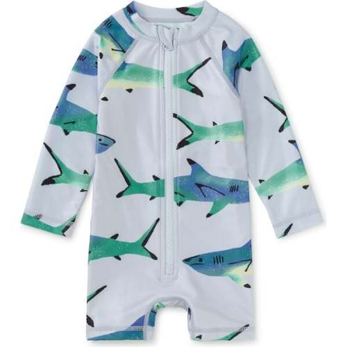 Rash Guard Baby Swimsuit, Painted Sharks - Tea Collection | Maisonette