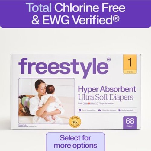 Freestyle Hyper Absorbent Ultra Soft Baby Diapers, Size 1, 68 Count (Select for More)