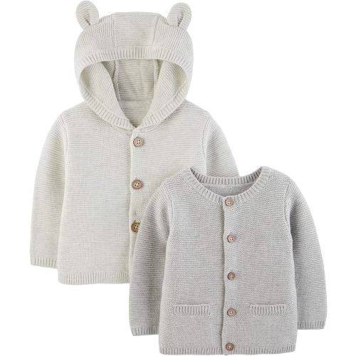 Simple Joys by Carter's Baby 2-Pack Neutral Knit Cardigan Sweaters - 3-6 Months - Grey