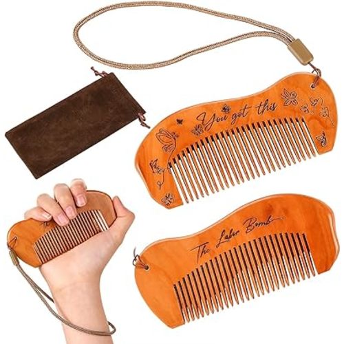 Birthing Comb for Labor Pain, Pear Wood Hair Comb, First Time Mom Must Haves, Natural Acupressure Labor Pain Relief, Gift for Pregnant Women