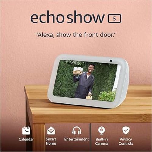 Amazon Echo Show 5 (newest model), Smart display with Alexa+ Early Access, 2x the bass and clearer sound, Glacier White