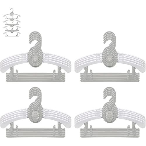 JSF Baby Hangers,20 Pack Baby Clothes Hangers for Closet Kids,Save Space Plastic Hangers Toddler Infant Nursery Child Small Children(Grey)