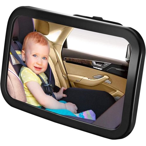 Detachable Backseat Baby Car Mirror – Clear Wide Angle View of Toddler Newborn, Infant or Children – Safe Accessory with Headrest Double Strap - 360 Degree Adjustable + Shatterproof Glass