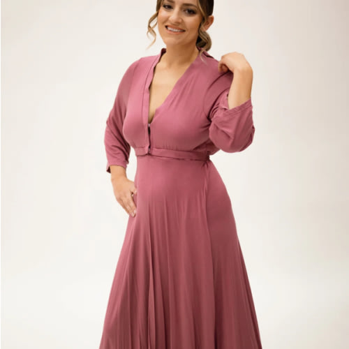 Lila Labor & Postpartum Gown in Dusty Rose
