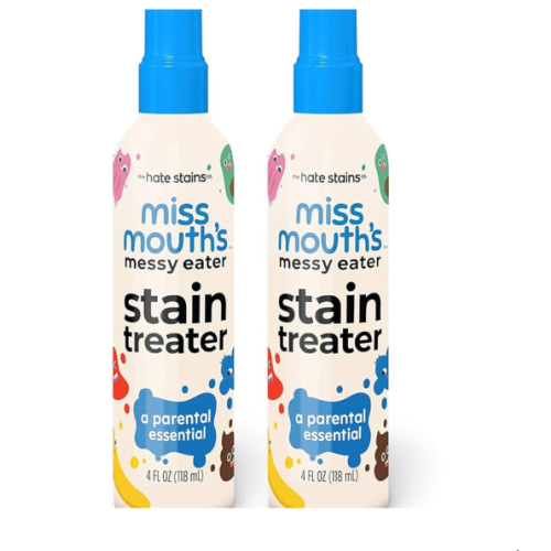 Miss Mouth's Messy Eater Stain Treater Spray - 4oz 2 Pack Stain Remover - Newborn & Baby Essentials - No Dry Cleaning Food, Grease, Coffee Off Laundry, Underwear, Fabric