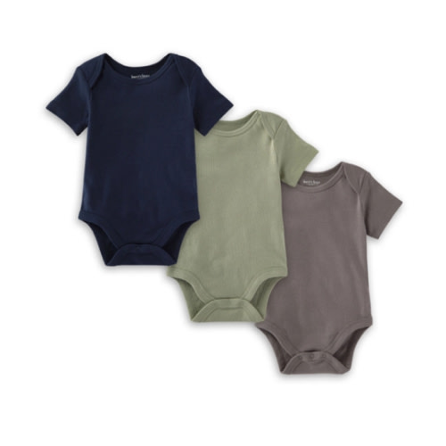 Organic Solid Short Sleeve Bodysuits - Set of 3 - Midnight