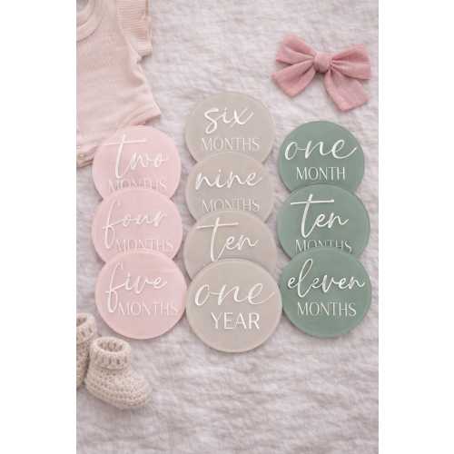 Acrylic Baby Milestone Discs | Neutral Photo Props, Keepsake Set