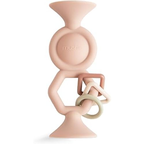 mushie HexaPop Suction Toy | Toddler Sensory Toy for Nursery and Play (Blush)