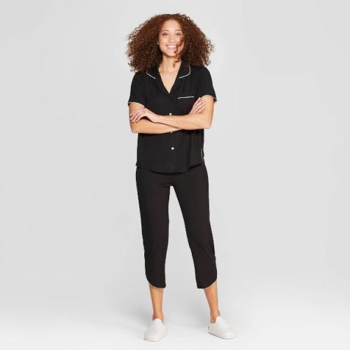 Women's Beautifully Soft Notch Collar Cropped Pajama Set - Stars Above™