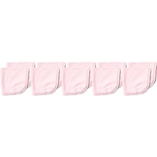 HonestBaby 10-Pack Organic Cotton Baby-Terry Wash Cloths, Pink, One Size