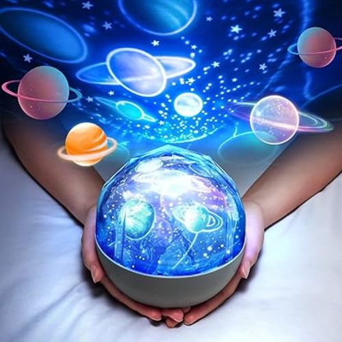 Solar System for Kids Projector Night Light, 360°Rotating+5 Films Planet Space Projector for Bedroom, Bright Night Light for Boys Room, Space Toys for Kids 3-5, Solar System Planet Toys for Boy Gifts