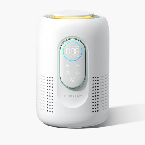 Momcozy CozyBreath Nursery Air Purifier, 4-Filter System with H13 HEPA & Carbon, Real-Time PM2.5 Air Quality Monitor & Display with 3-Color Status, Baby Air Purifier with 21 dB Sleep Mode, Dimmable Night Light
