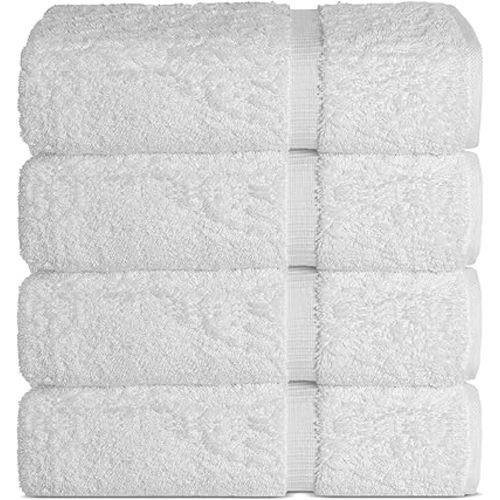 Chakir Turkish Linens | Hotel & Spa Quality 100% Cotton Premium Turkish Towels | Soft & Absorbent (4-Piece Bath Towels, White)