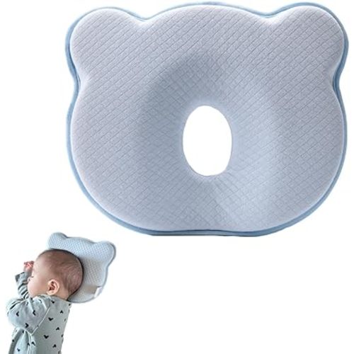 Newborn Pillow to Prevent Flat Head, Baby Pillows for Sleeping for Newborn, Baby Pillow to Prevent Flat Head, Anti Flat Head Baby, Baby Head Shaping Pillow, Prevents FΙat Baby Head (Blue)