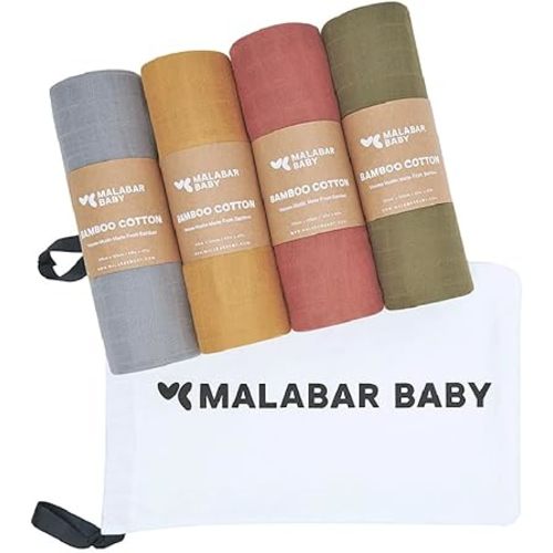 Malabar Baby Muslin Swaddle Blankets Pack, 4-Pack Breathable Shower Wrap for Boys and Girls, Baby Receiving Blankets Swaddle for Baby Registry, Gift Ready, 47 x 47 inches