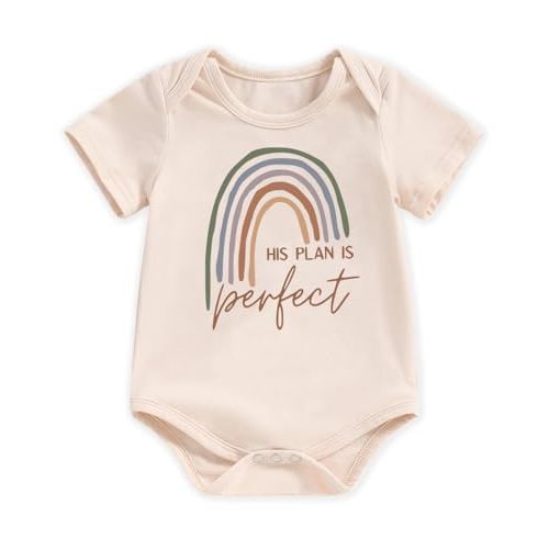 hrcfbk Newborn Infant Baby Boys Girls Bodysuit Short Sleeve Funny Letters Print Romper Reveal Pregnancy Announcement Clothes