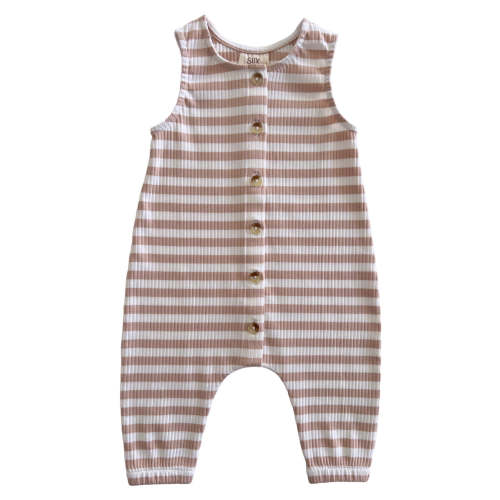Tan Stripe / Organic Ribbed Bay Jumpsuit