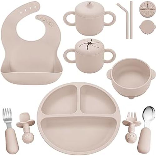 Bufims Silicone Baby Feeding Set - Beige
