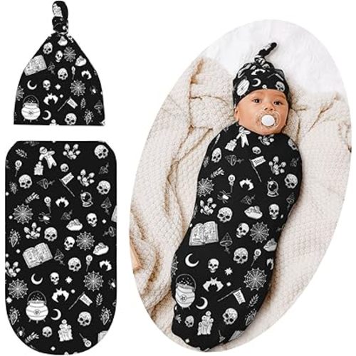 Gothic Swaddling Blanket for Baby, Soft Sleeping Bag Sack for Newborn Goth Baby Stuff
