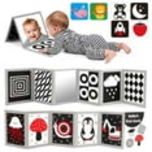 High Contrast Baby Toys for Newborn Black and White Book Infants Toy Tummy Time Mirror for Babies 0-6 6-12 Months