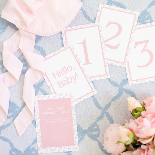 Petite Keep First Year Milestone Cards & Stand - Pink Petites