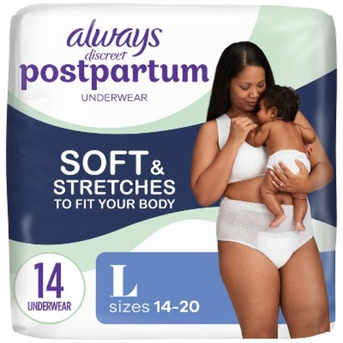 Always Discreet Postpartum Underwear Maxi Pad - Large - 14ct