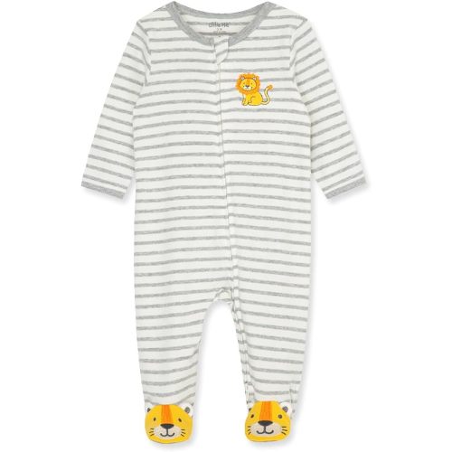 Little Me Clothes for Baby Boys' 100% Cotton Scratch-Free Tag Footie Sleeper, Preemie to 9 Months
