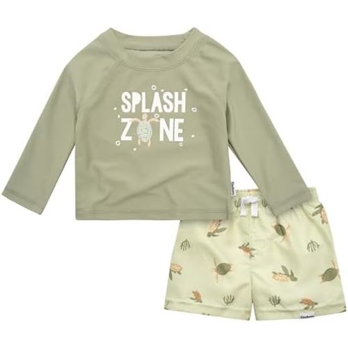 Gerber Baby Boys' Toddler Long Sleeved Rashguard Swim Bathing Suit Set