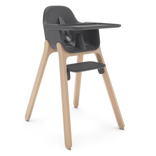 UPPAbaby Ciro High Chair/Sleek, Easy-to-Clean Design/Perfect-Fit Tray to Bring Baby to Table/Patent-Pending Harness/Dual-Position, 180-Degree Rotating Footrest/Jake (Charcoal/Rubberwood)
