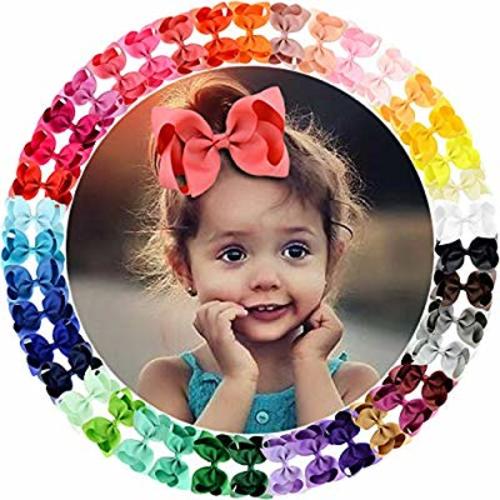 willingTee 40colors Grosgrain Ribbon Hair Bows Alligator Clips Hair Accessories for Baby Girls Infants Toddlers Teens Kids Children - 4.5 Inch