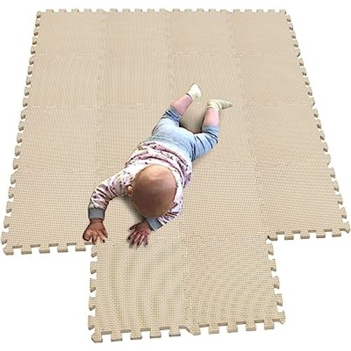 MQIAOHAM® 18 Pieces Puzzle Play Mats, Soft Baby Play Mat, Kids Interlocking Foam Floor Tiles, Toddlers Carpet Playmats G301018-110