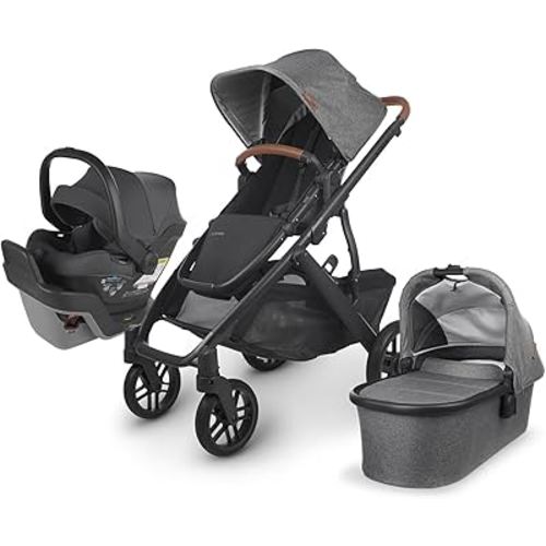 UPPAbaby Travel System, includes Vista V2 Stroller + Mesa Max Car Seat Combo/Bassinet, Toddler Seat, Rain Shield, Storage Bag, Car Seat, Base + Robust Infant Insert Included/Greyson(Charcoal Mélange)