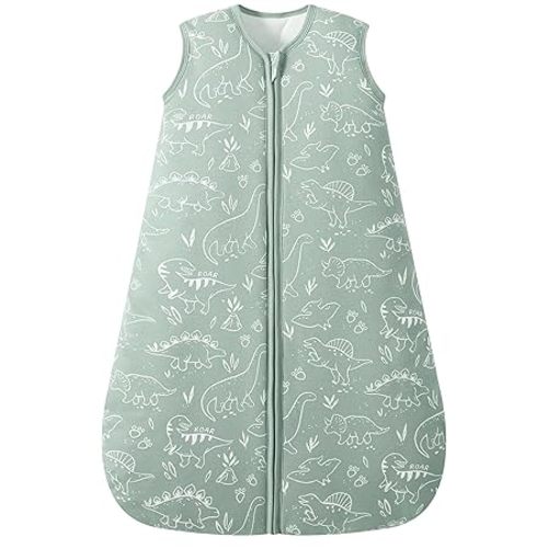 Baby Sleep Sack 6-12 Months, 2.5 TOG Cotton Winter Baby Wearable Blanket with 2-Way Zipper, Warm Soft Sleeping Bag for Newborn Infant Boy Girl, Medium Dinosaur