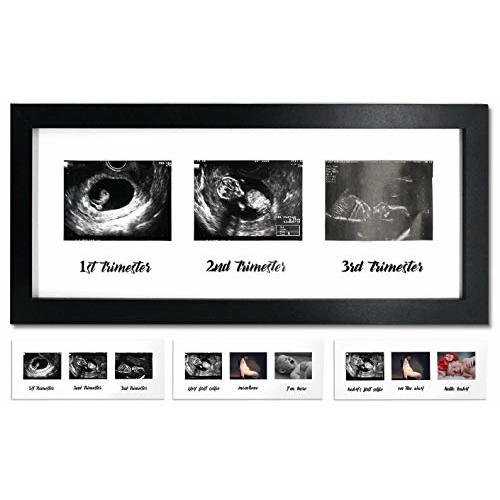IHEIPYE Triple Sonogram Pregnancy Frame – Baby Ultrasound Picture Frame with Story for Expecting Parents, Baby Shower Frame, Baby Grow Through All Three Trimesters Frame, Nursery Decor, Black