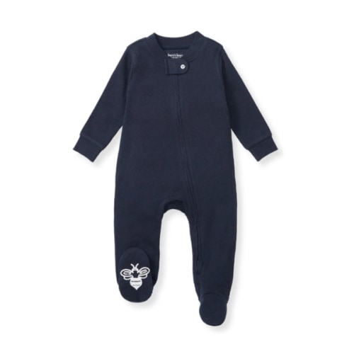 Solid Rib Organic Cotton Sleep And Play Midnight