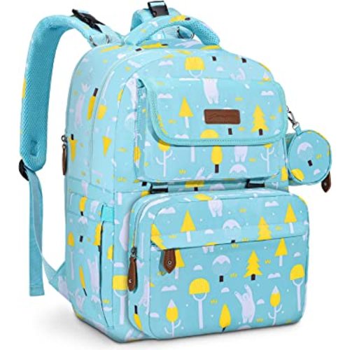 Maelstrom Large Diaper Bag,29L-45L Expandable Diaper Bag Backpack for 2 Kids/Twins Baby Stuff, with Removable Cross Body Bottle Bag for Mom/Dad,Stylish Baby Bag Gift for Boys/Girl-Blue & White Bear