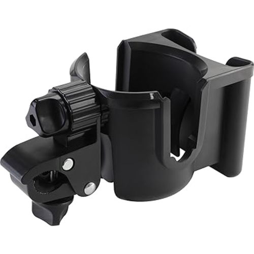 Universal Stroller Cup Holder with Phone Holder, 360°Rotatable Bottle Holder with Strong Clip, Accessories for Stroller, Bike, Wheelchair, Walker, Scooter