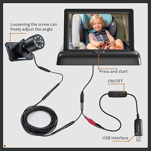 Itomoro Baby Car Camera, View Infant in Rear Facing Seat with Wide Crystal Clear View,USB Easy Install car Camera for Baby 1080P