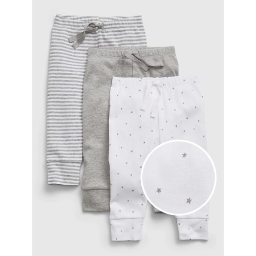 Baby 100% Organic Cotton First Favorite Pull-On Pants (3-Pack) in grey heather, size: 3-6 M