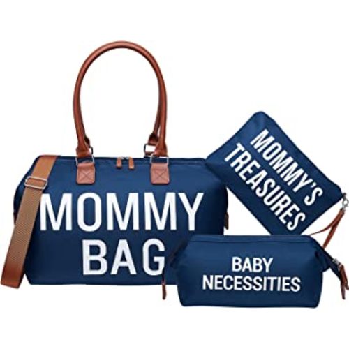 printe Diaper Bag Tote, Mommy Bag for Hospital, Large Capacity Waterproof Baby Bag for Mom Travel, Hospital Bag for Labor and Delivery with Pouches and Straps, Navy