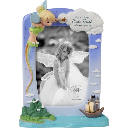 Precious Moments Disney Tinker Bell Resin/Glass Photo Frame | Keepsake Collectible Picture Holder | Hand-painted Disney Peter Pan Décor | Thoughtful Anniversary, Birthday, and Holiday Gift