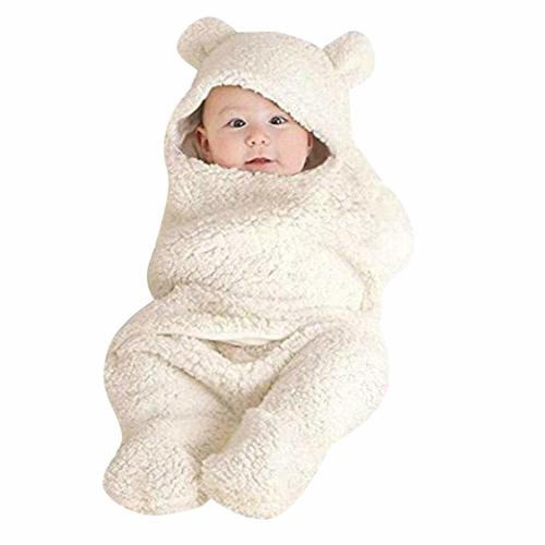 Tronet Newborn Baby Toddler Sleeping Bag Swaddle+Hat Soft Blanket Kids Sleep Sack Stroller Wrap (White) ((Age:0-1 Years Old), White/A)