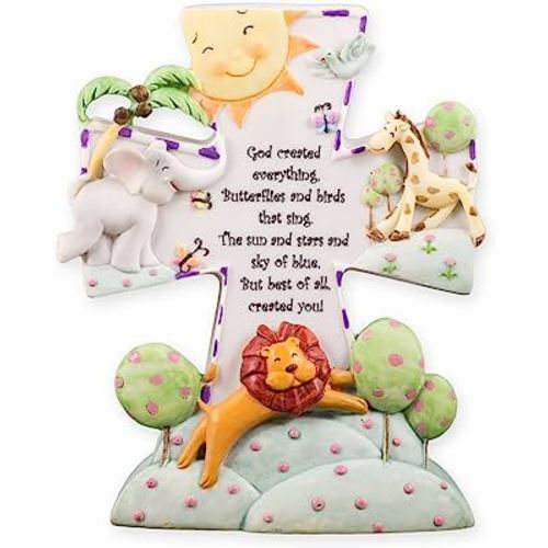 Roman Giftware Inc., Children's Gifts, New Baby, 6.5" H Night Light GOD Created,Religious, Inspirational, Durable (6x5x2)